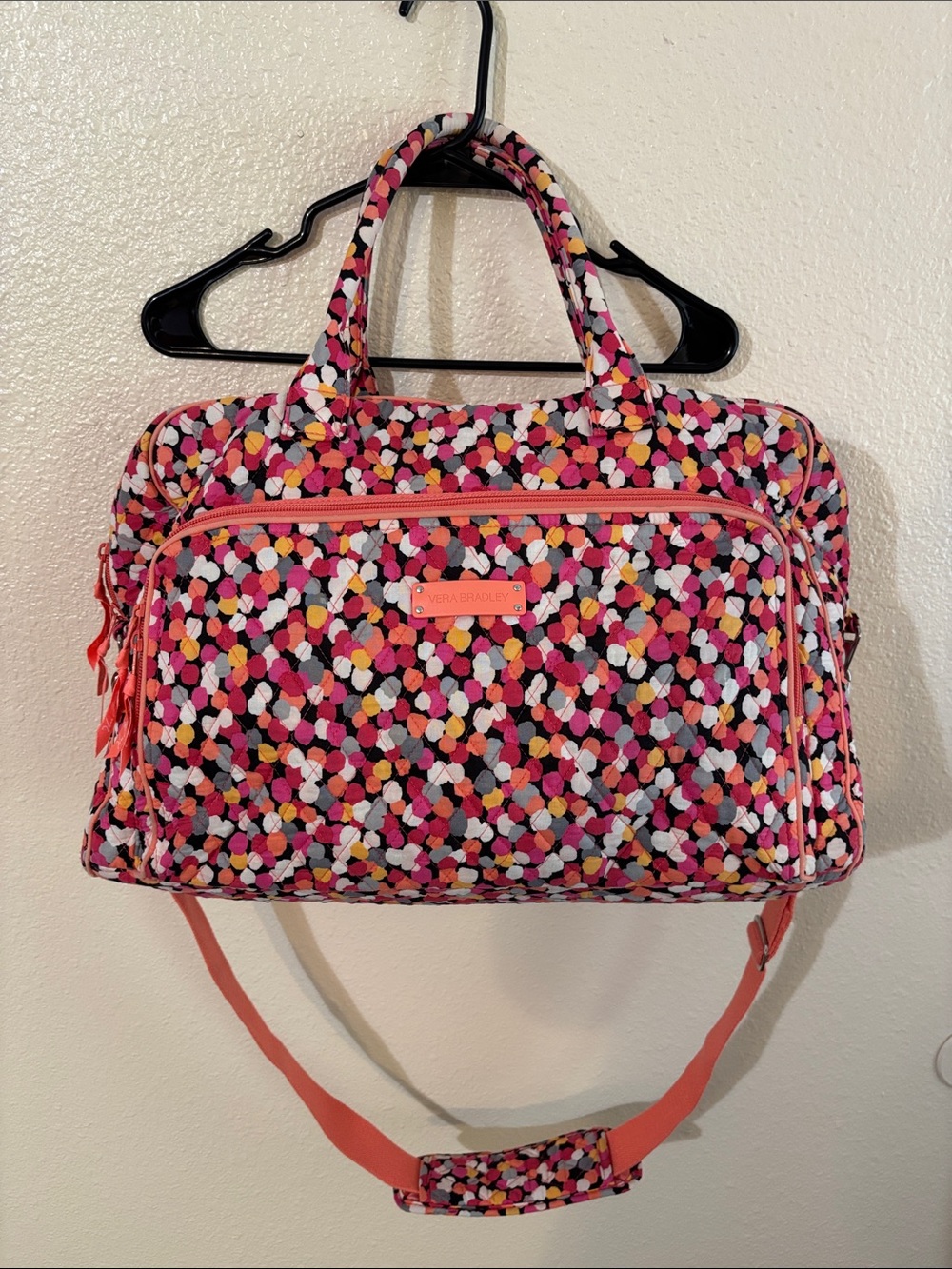Vera Bradley Pink Multi-Confetti Quilted Travel Bag
